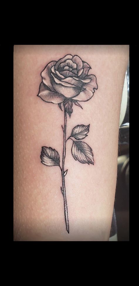 Long Stem Rose Tattoo, Stem Rose Tattoo, Long Stem Rose, Discreet Tattoos, Rose Tattoos, Rose Tattoo, Flower Tattoo, Tatting, Tattoos