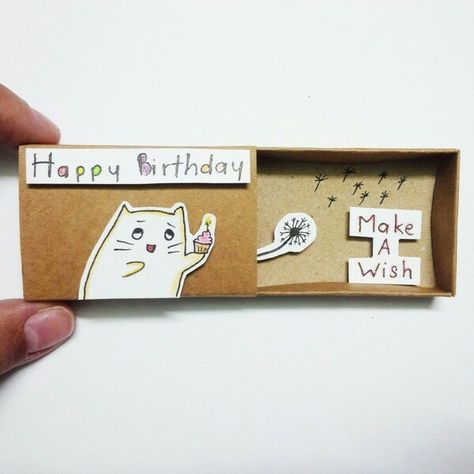 Matchbox Crafts, Matchbox Art, Cadeau Diy, Birthday Diy, Encouragement Cards, Birthday Cards Diy, Diy Birthday Gifts, Diy Birthday, Happy Birthday Cards