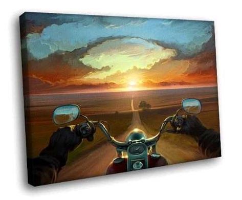 Motorcycle Collection, Motorcycle Wall Art, Motorcycle Ride, Road Warrior, Sunset Painting, Ride On, Painting Art, Framed Canvas, The Road