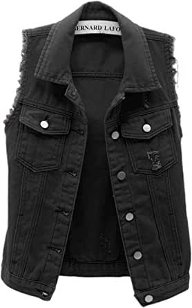 Black Denim Vest, Vest Style Women, Red Denim Jacket, Sleeveless Jean Jackets, Dressy Jeans, Brian Johnson, Marianas Trench, Jean Jacket Vest, Distressed Jean Jacket