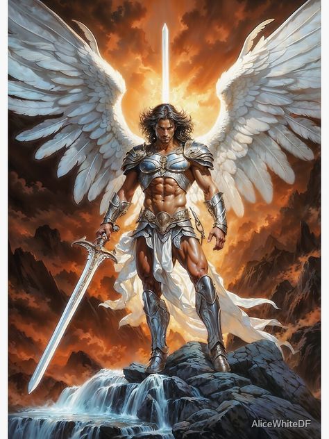 "Archangel Michael" Sticker for Sale by AliceWhiteDF Archangel Michael Aesthetic, Archangel Michael Art, Winged Characters, Saint Michael Angel, Archangel Michael Tattoo, Arch Angels, Michael Tattoo, Marvel Heroines, Angels Pictures