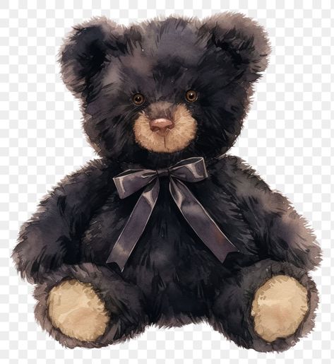 Black And White Teddy Bear, Black Teddy Bear Aesthetic, Teddy Bear Black Background, Grunge Teddy Bear, Gothic Teddy Bear, Black Teddy Bear, Png Text, Free Png, Teddy Bear