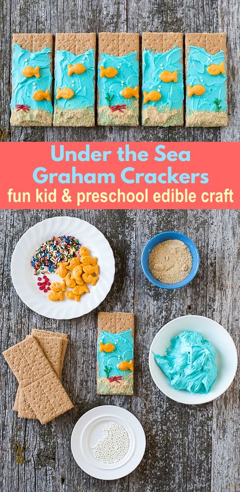 Preschool Under The Sea, Edible Kids Crafts, Ocean Theme Preschool, Under The Sea Crafts, Under The Sea Birthday Party, Sea Activities, Summer Camp Activities, Summer Camp Crafts, Under The Sea Birthday