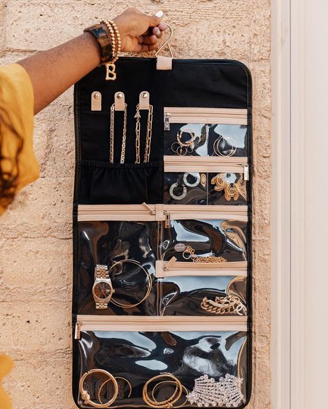 Shay Mitchell’s Instagram photo: “Organize-up before your next touch down with our new hanging jewelry case...whenever and wherever that may be” Wanderlust Jewelry, Packing Essentials, Hanging Jewelry Organizer, Travel Jewelry Organizer, Jewelry Roll, Organized Packing, Hanging Jewelry, Travel Organizer, Travel Jewelry Case