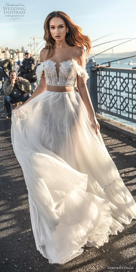 Wedding Dress Cinderella, Linen Wedding Dress, Western Wedding Dresses, Two Piece Wedding Dress, Wedding Dress Flowy, Princess Wedding Dresses, April 16, Princess Wedding, A-line Wedding Dress