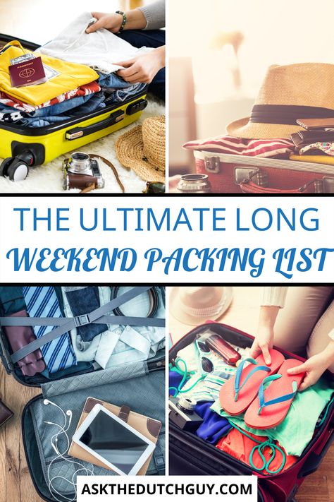 Long Weekend Packing List, Pack For A Weekend Trip, Long Weekend Packing, Packing For A Weekend Trip, Weekend Packing List, Dutch Guys, Packing Wardrobe, Weekend Packing, Netherlands Travel