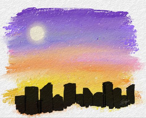 Sunset Drawing Oil Pastel, Sunset Oil Pastel, Group Of Seven Art, Oil Pastel Landscape, Sunset Painting Acrylic, Pastel Sunset, Aesthetic Roses, Manga Drawing Tutorials, Pastel Landscape