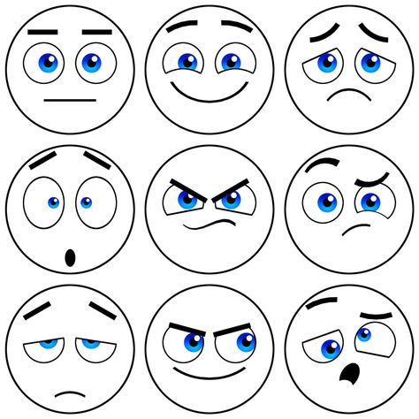 Expressions Drawing, Cartoon Faces Expressions, Emotions Preschool, Emotion Faces, Eyes Drawing, Emoji Faces, Face Facial, Drawing Expressions, Cartoon Faces