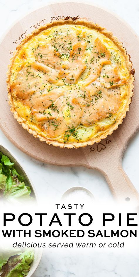 Potato Pie with Smoked Salmon and Dill – Eat, Little Bird Salmon Potato Pie, Smoked Salmon Pie, Salmon Pie, Healthy Recipes Crockpot, Savory Tarts, Ground Pork Recipes, Recipes Potato, Garlic Butter Salmon, Savory Pies