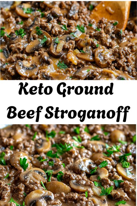 Low Carb Dinner Recipes With Ground Beef Keto Hamburger Stroganoff Recipe, Keto Friendly Beef Recipes, Low Carb Beef Stroganoff With Green Beans, Hamburger Meat Recipes Low Card, Minced Beef And Mushroom Recipes, Keto Hamburger Meals Ground Beef, Low Carb Hamburger Dinner Recipes, Thm Beef Recipes, Keto Hamburger Stroganoff