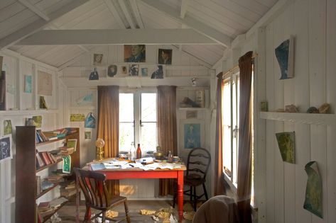 Best writers' sheds – in pictures Writer's Office, She Shed Designs, She Shed Plans, Writing Studio, Red Desk, Build Your Own Shed, Dylan Thomas, Room Of One's Own, Backyard Shed