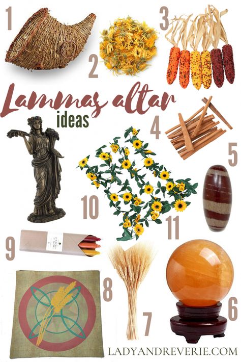 Lammas Altar Ideas, Lammas Lughnasadh Altar, Demeter Statue, Lughnasadh Altar, Lammas Altar, Wicca Holidays, Lammas Lughnasadh, Witches Wheel, Summer Solstice Ritual