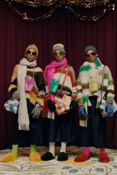 LOEWE's Holiday Collection is Full of Festive Fun & Gifts | HYPEBEAST Festival Editorial, Streetwear Celebrities, Toile Dress, Striped Sweaters, La Living, Photography Mood Board, Magazine Photos, Color Blocking Outfits, Holiday Campaign