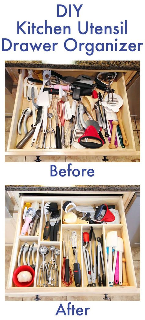 Diy Kitchen Drawer Ideas, Custom Kitchen Drawers, Kitchen Utensil Drawer Organization, Kitchen Utensil Drawer, Utensil Drawer Organization, Kitchen Utensil Organization, Being Organized, Utensil Drawer, Diy Kitchen Renovation