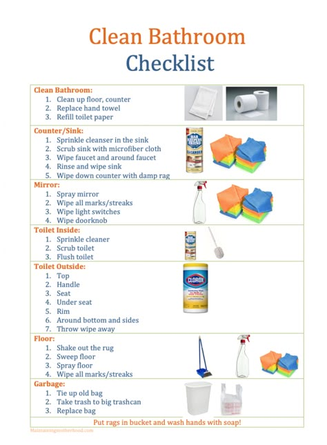 Clean Bathroom Checklist for Kids – Maintaining Motherhood Step By Step Bathroom Cleaning, How To Clean Bathroom, Bambu House, Clean Bathroom Checklist, Bathroom Cleaning List, Cleaning Bathroom Checklist, Bathroom Essentials Checklist, Diy Home Cleaning Products, Remodeling Checklist