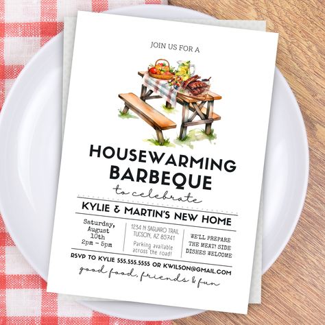 Fire up the grill and welcome guests to your new home with our house warming party invitations! Just download, edit and print or send digital in minutes! New House Party, Housewarming Party Themes, Barbeque Invitations, Simple Desert, Bbq House, House Warming Party, Housewarming Party Invitations, Pinterest Feed, Desert Design