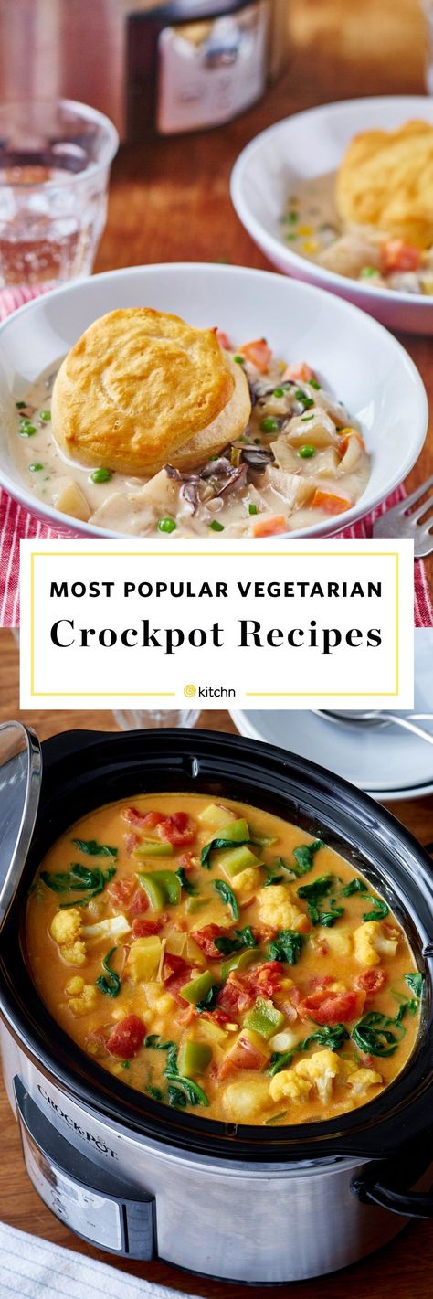 Our Most Popular and BEST Vegetarian Crockpot Dinners. Need easy ideas and recipes for cheap meals? These quick, simple, inexpensive, and healthy foods will be a hit with your family. Fill up your slow cooker or crock pot with the ingredients for these soups, stews and more. #ForVegetarians Cooking Ham, Easy Cheap Dinner Recipes, Vegetarian Slow Cooker Recipes, Vegetarian Crockpot Recipes, Crockpot Dinners, Meat Recipes For Dinner, Cheap Recipes, Slow Cooker Vegetarian, Vegetarian Crockpot