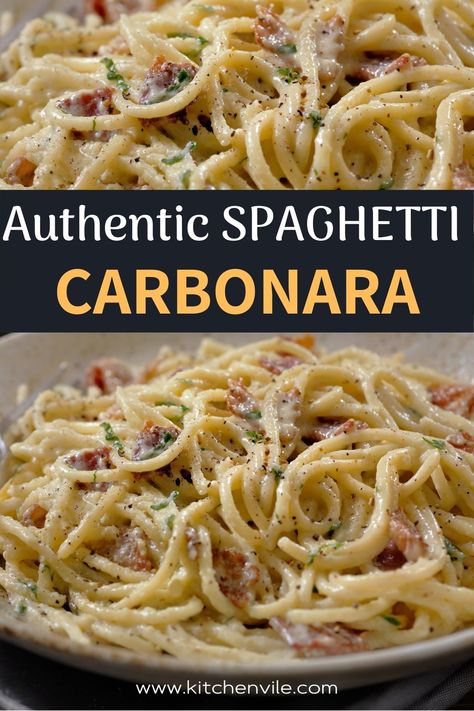 Italian Spaghetti Carbonara, Spagetti Noodle Recipes Easy, Recipes That Use Spaghetti Noodles, Healthy Spaghetti Noodle Recipes, Dinner With Spaghetti Noodles, Beef Carbonara Pasta, Speggetti Noodles Recipe, Spaghetinni Recipes, Spheggiti Recipe