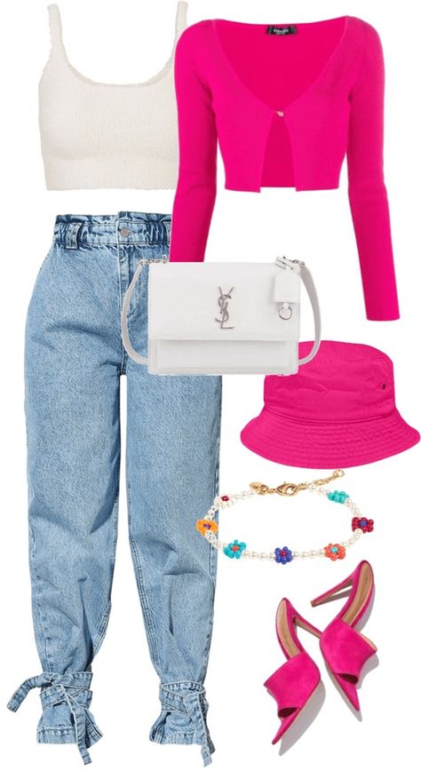 Outfit Fucsia, Fitted Barbiecore Tops, Color Combos Outfit, Casual Outfit Inspiration, Causual Outfits, Fall Fashion Outfits, Baddie Outfits Casual, Teen Fashion Outfits, Lookbook Outfits