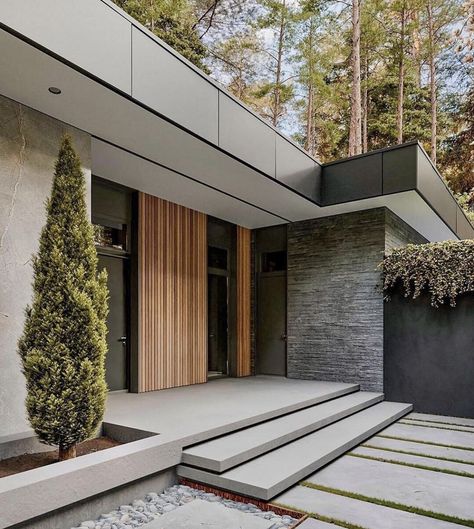 Contemporary House Exterior, Modern Entrance, Home Decor Aesthetic, Aesthetic Home Decor, Architecture Model House, Entrance Design, Home Aesthetic, Home Building Design, Entry Way