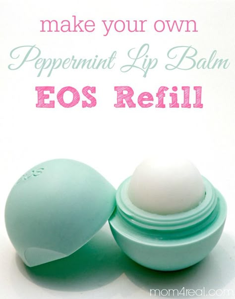 So, when I got to the end of my last peppermint EOS, I thought...what a shame to throw this cute little container away...I wonder if I can make my own refill. Well, folks, the answer is YES! You can make your own Homemade Peppermint Lip Balm EOS Refill! Whoop! Peppermint Lip Balm, Eos Lip Balm, Homemade Lip Balm, Diy Kosmetik, Diy Lip Balm, Diy Lips, Diy Body, Diy Health, Beauty Recipe