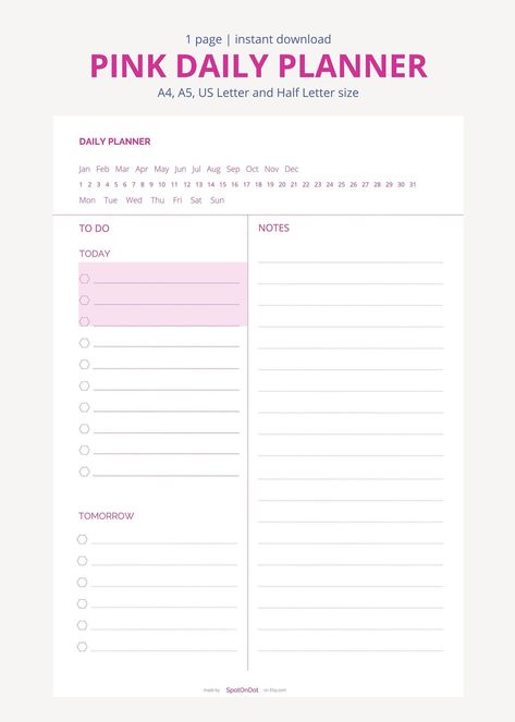 Minimalist Pink Daily Planner, Daily To Do List, Undated Daily Planner, Daily Goals Planner, Daily Checklist, A4,A5/Letter/ 1/2Letter Size 2024masterplanner #freedigitalplanner Pink Daily Planner, Daily Planner Design, Simple Daily Planner, Daily Work Planner, Daily Planner Printables Free, Free Daily Planner, Study Planner Printable, Daily To Do List, Undated Daily Planner