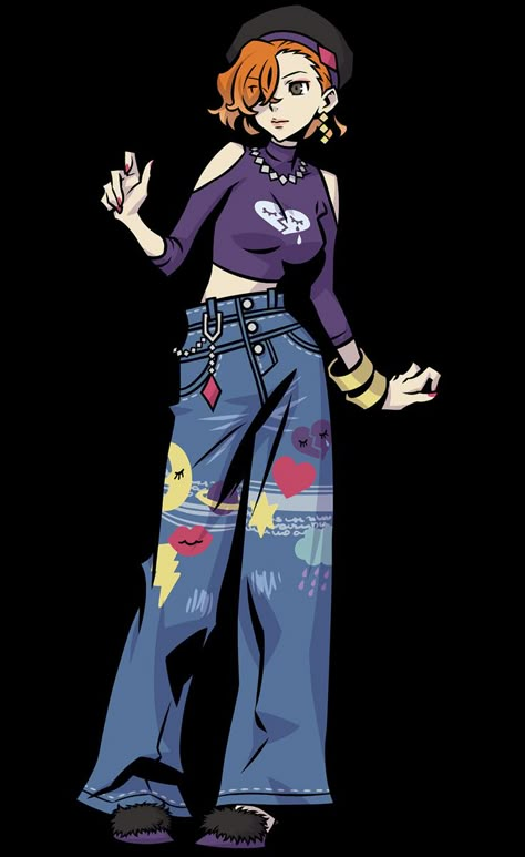 Bell Bottoms Drawing, 2000s Character Design, Character Accessories Ideas, 90s Character Design, Pop Star Character Design, Y2k Character Design, Tetsuya Nomura, Types Of Aesthetics, Characters Inspiration Drawing