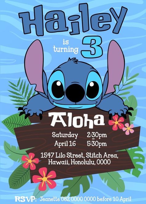 Stitch Invitation, Aaliyah Birthday, Lilo And Stitch Cake, Cowgirl Invitations, Pastel Baby Shower, Daisy Party, Birthday Party Treats, Luau Birthday Party, Boy Birthday Party Themes