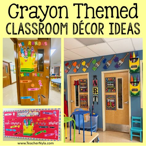 This post is a growing listing of Crayon Themed Classroom Ideas that are perfect for a kindergarten or First Grade classroom.  A crayon theme is all Crayon Box Bulletin Board Ideas, Color Theme Preschool Classroom Decor, Classroom Crayon Theme, Crayola Classroom Theme Ideas, Crayons Bulletin Board Ideas, Crayola Bulletin Board Ideas, Crayons Theme Classroom, Crayon Themed Bulletin Boards, Crayon Birthday Board Classroom