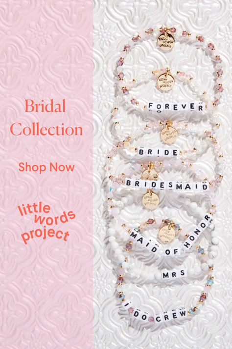 I Do Party Ideas, Lover Themed Party, Taylor Swift Bachelorette Party, Bachelorette Sleepover, Bridal Bracelets, Word Bracelets, Little Words Project, Bachelorette Theme, Bridesmaid Groomsmen Gifts