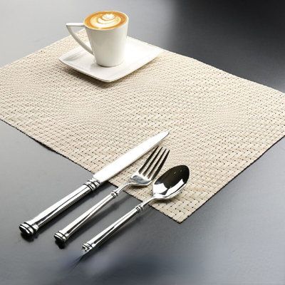 Distinct layers, good light texture | Umber Rea 4 Piece Placemat Set Vinyl / Plastic in Brown / White, Size 17.7 W x 11.8 D in | Wayfair Vinyl Plastic, Woven Placemats, Colorful Table, Table Mat, Casual Design, Light Texture, Placemat Sets, Cotton Napkins, Dinner Napkins