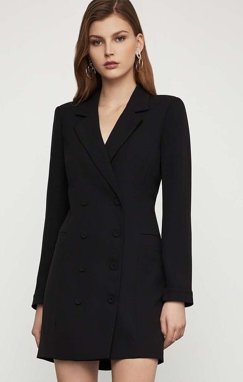 Double Breasted Blazer Dress, Black Dress Accessories, Blazer Dress Outfits, Blazer Mini Dress, Black Dress Outfits, Fabulous Dresses, Long Jumpsuits, Adriana Lima, Leather Dresses