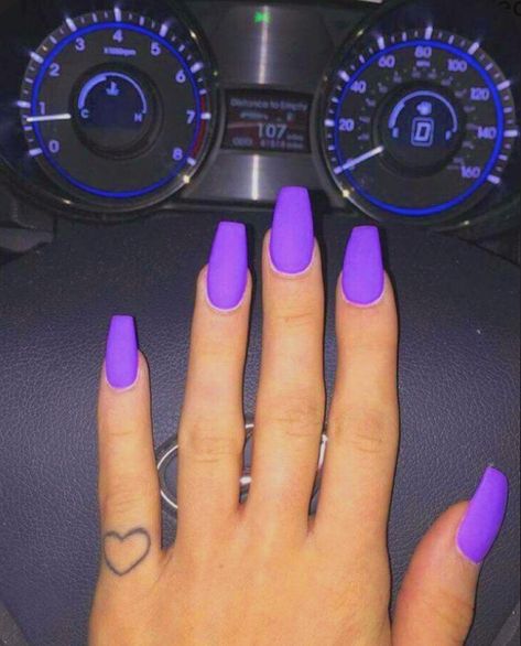 Matte Purple Nails, Purple Acrylic Nails, Purple Nail, Simple Nail Art Designs, Acrylic Nails Coffin, Easy Nail Art, Nail Arts, Matte Nails, Purple Nails