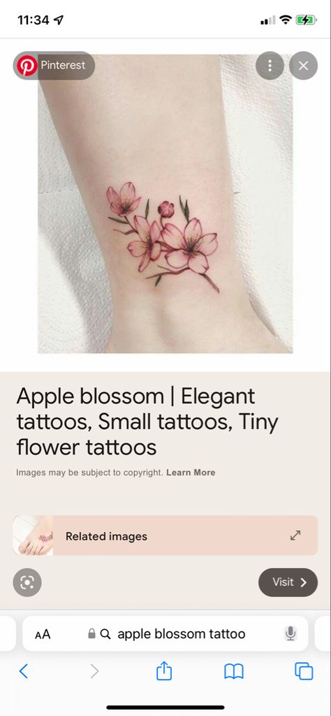 Pink Dogwood Flower Tattoo, Apple Blossom Flower Tattoo, Apple Flower Tattoo, Apple Blossom Tattoo, Dainty Tats, Apple Blossom Tattoos, Dogwood Flower Tattoos, Grandparents Tattoo, Violet Flower Tattoos