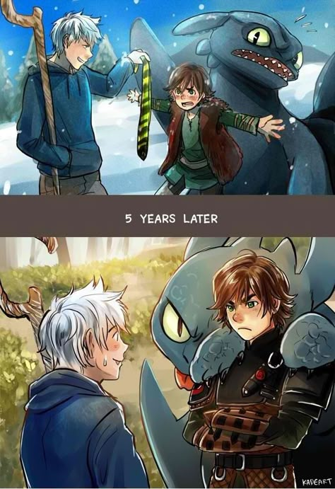 Well..thats what you get Jack, for being naughty Disney Crossovers, Rise Of The Guardians, Art Disney, Train Your Dragon, Hiccup, Cartoon Crossovers, Dessin Adorable, Disney Memes, Big Hero 6