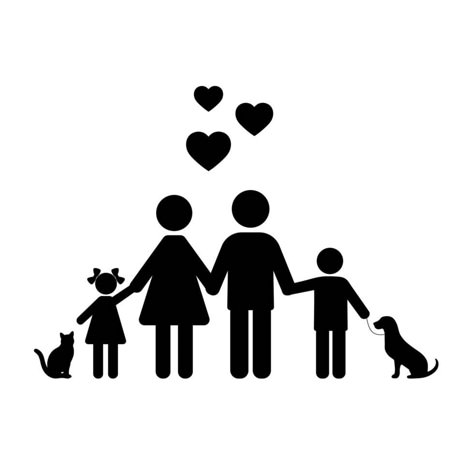 Family Sillouhette, Family Of 5 Silhouette, Family Of 4 Silhouette, Family Siluet, Family Cartoon Pictures, Family Dibujo, Family Silhouette Art, Family Drawing Ideas, Family Art Drawing