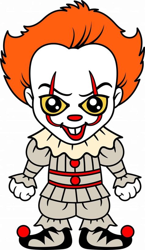 Halloween Cartoon Characters Drawing, Halloween Character Drawings, Scary Movie Characters Drawings, Cartoon Halloween Characters, How To Draw Horror Characters, Chibi Horror Characters, Cartoon Halloween Drawings, Halloween Cartoon Drawings, Cartoon Pennywise