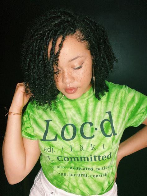 woman looking down. Has locs and is wearing a green tie dye shirt that reads: "locd 1. committed." Pink Locs, Prom Hair Updo, Twist Braid, Twist Braid Hairstyles, Braided Hairstyles Updo, Beauty Makeup Tips, Locs Hairstyles, Long Braids, Own It