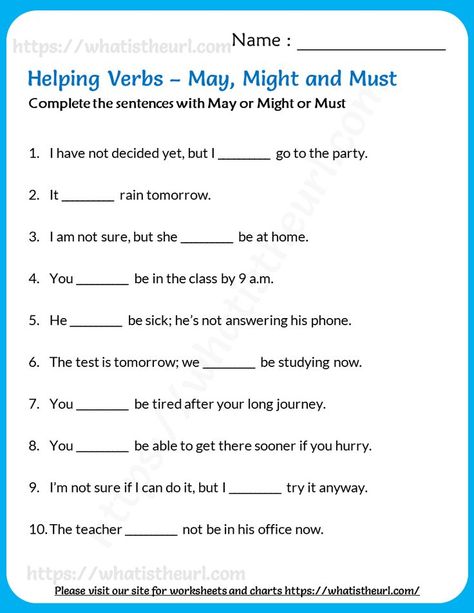 This worksheet has 10 questions based on may, might and must.Please download the PDF Helping Verbs – May, Might and Must Worksheet Modal Verbs Worksheets With Answers, May Might Worksheet, Modal Verbs Worksheets, May Worksheets, Elementary Grammar, Helping Verbs Worksheet, Modal Verbs, English Ideas, Helping Verbs