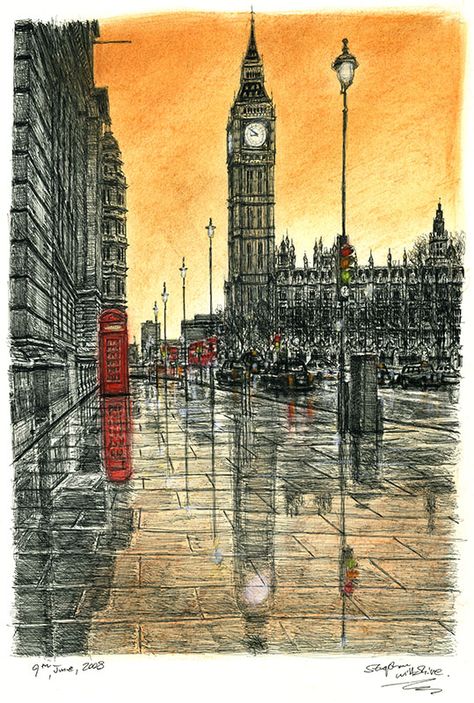 Places And Spaces Artists, Complex Paintings, Stephen Wiltshire, Skyline Drawing, Watercolour Wash, Pen And Ink Drawings, City Skylines, Art Beat, Bel Art