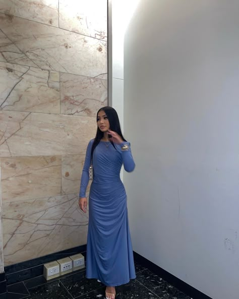 Modest Maxi Dress Summer, Modest Fashion Shein, Dresses Shein Outfits, Church Formal Dress, Modest Shein Dresses, Modest Dresses Summer, Shein Blue Dress, Modest Elegant Dress, Classy Maxi Dress Summer