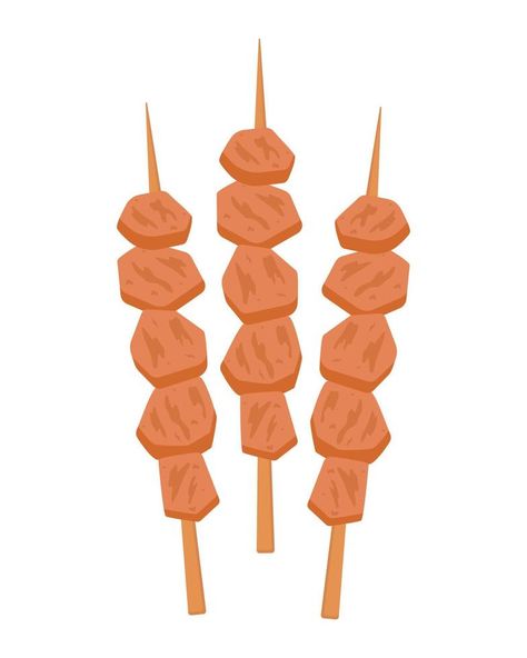 Satay. Indonesian food, meat on a skewer. Vector illustration. Vector Landscape, Food Vector, Food Meat, Indonesian Food, Skewers, Vector Free, Vector Illustration, Meat