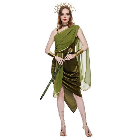 Perseus Costume, Costume Medusa, Medusa Dress, Medusa Cosplay, Greece Dress, Medusa Costume, Kostum Halloween, Costumes For Teens, Gold Embellishment