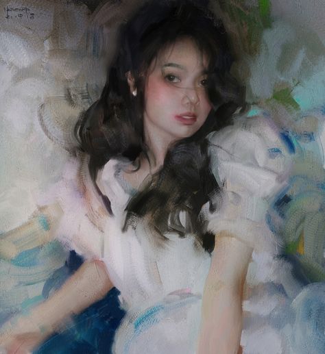 ArtStation - 918/921 Yizheng Ke, Romance Arte, Romance Art, Oil Painting Portrait, Pop Art Painting, Daily Painting, Zooey Deschanel, Realism Art, A Level Art