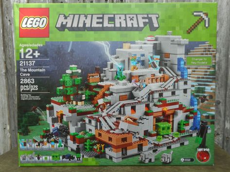 LEGO MINECRAFT - THE MOUNTAIN CAVE - 21137 - NEW IN FACTORY SEALED BOX Lego Mountain, Mountain Cave, Minecraft Mountain, Cave Entrance, Light Brick, Lego Characters, Lego Minecraft, How To Play Minecraft, Marvel Movie