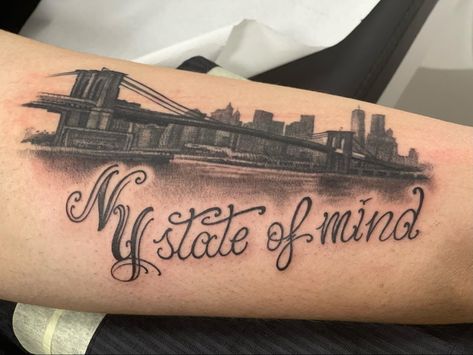 New York Tattoos Tattoo Ideas New York, Ny Skyline Tattoo, New York Tattoo Ideas, Nyc Tattoo Ideas, Nyc Skyline Tattoo, Ny State Of Mind, Skyline Tattoo, Ny Skyline, New York Tattoo