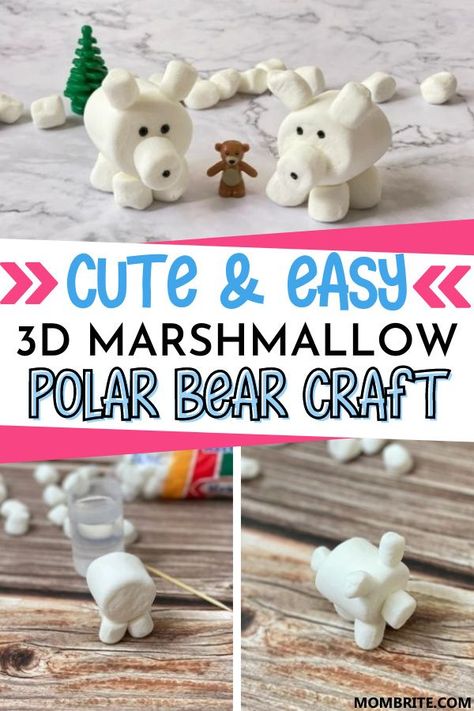 Polar Bear Marshmallows, Beauty And The Beast Crafts, Igloo Craft, Edible Science, Chocolate Snowman, Crafts With Kids, Marshmallow Crafts, Daycare Themes, Polar Bear Craft