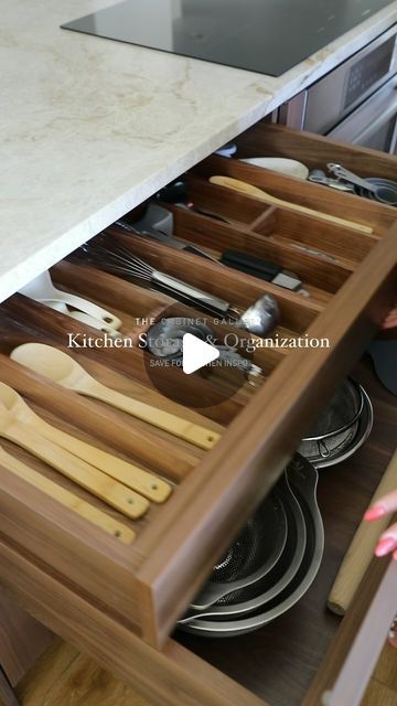 The Cabinet Gallery Utah on Instagram: "Step into the world of efficient kitchen storage and organization solutions. Custom cutlery and utensil organizers elegantly transform cluttered drawers into sleek compartments, ensuring every knife, fork, and spoon has its designated spot.   Witness the magic of a baking sheet organizer, as it banishes the chaos of stacked trays and liberates precious cabinet space. Pots and pans find their sanctuary in a thoughtfully designed organizer, eliminating the cacophony of clanging cookware and allowing for effortless access during culinary adventures.   Say goodbye to cabinet chaos and embrace the harmony of a well-organized kitchen with these inspiring solutions that promise both functionality and style.  Custom cabinetry: @thecabinetgalleryutah   #kitch Cabinet Organization Kitchen, Baking Sheets Organization, Cutlery Drawer Organization, Sheet Organizer, Kitchen Storage And Organization, Cabinetry Kitchen, Utensil Drawer Organization, Efficient Kitchen, Cutlery Drawer