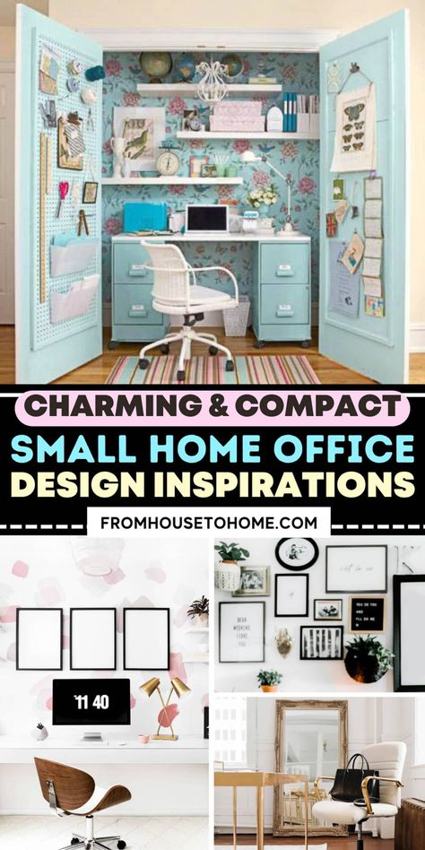 charming and compact small home office design inspirations Small Home Library Design, Decorating Ideas For The Home Bedroom, Home Office Interior Design Ideas, Small Home Office Layout, Closet Offices, Small Home Office Design, Home Office For Two, Office Nooks, Small Home Library