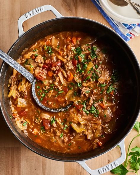 Cabbage Roll Soup | Kitchn Best Cabbage Recipe, Easy Stuffed Cabbage, Easy Cabbage Soup, Cabbage Roll Soup, Cabbage Roll, Cabbage Rolls Recipe, Cabbage Rolls, Cabbage Soup, Cabbage Recipes